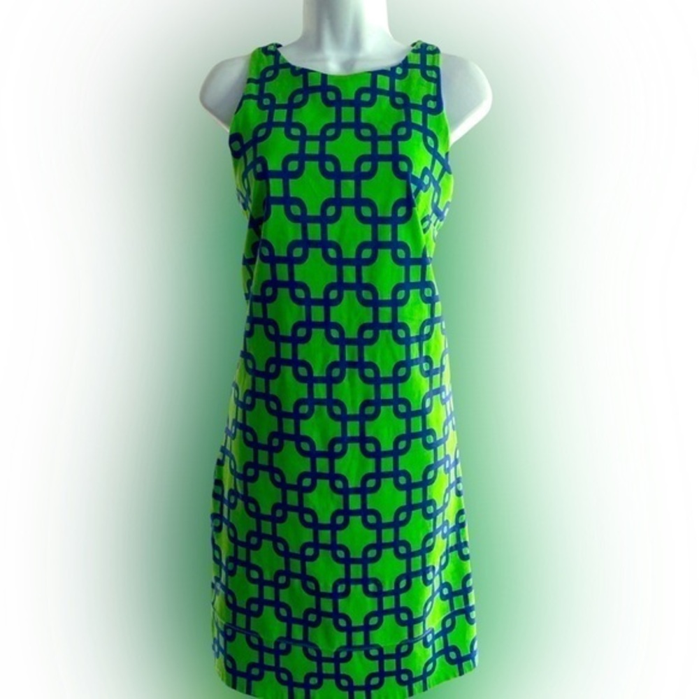 Gretchen Scott designs Shift Dress -XS green blue , cotton spandex
